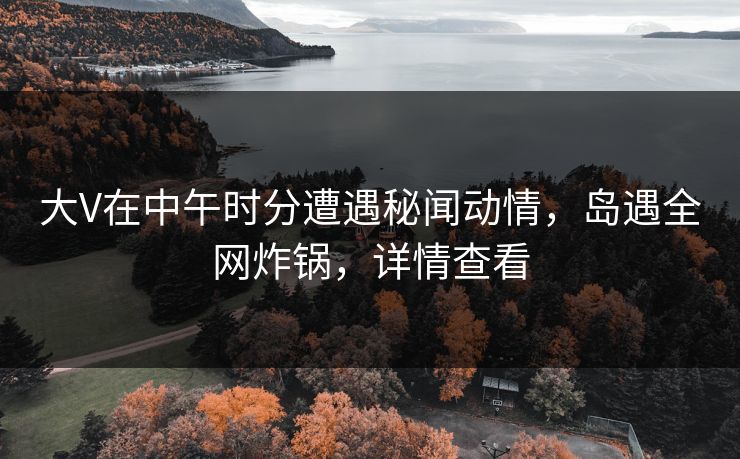 大V在中午时分遭遇秘闻动情，岛遇全网炸锅，详情查看