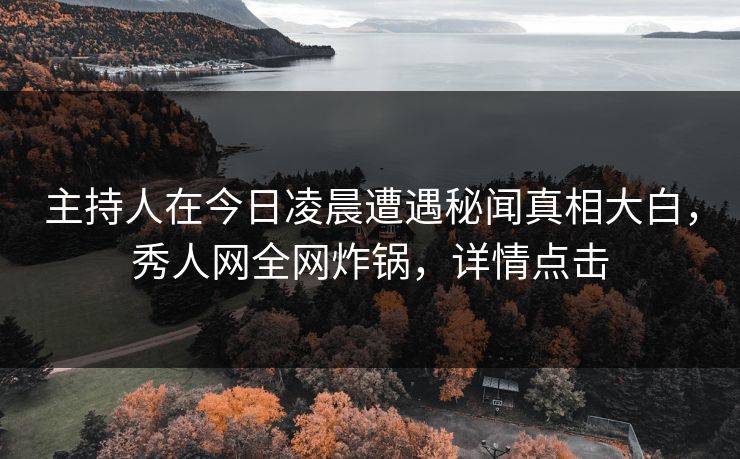 主持人在今日凌晨遭遇秘闻真相大白，秀人网全网炸锅，详情点击