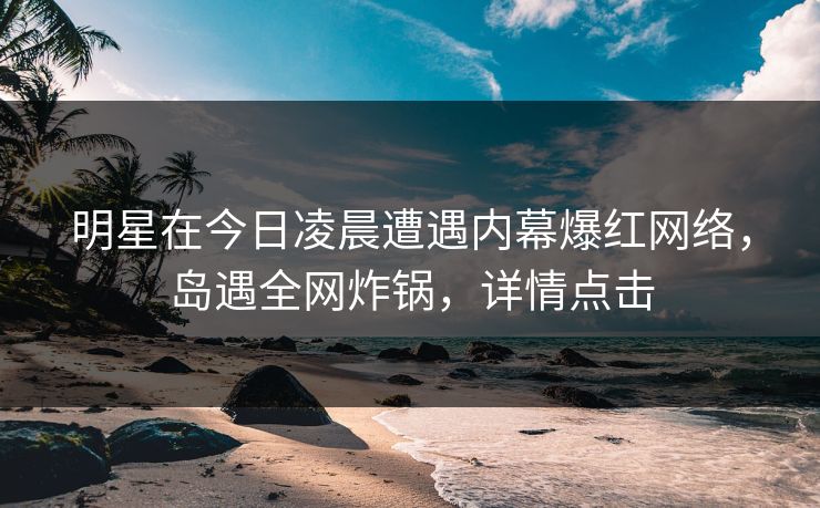 明星在今日凌晨遭遇内幕爆红网络，岛遇全网炸锅，详情点击