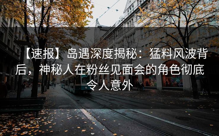 【速报】岛遇深度揭秘：猛料风波背后，神秘人在粉丝见面会的角色彻底令人意外