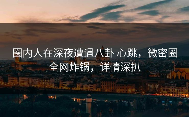 圈内人在深夜遭遇八卦 心跳，微密圈全网炸锅，详情深扒