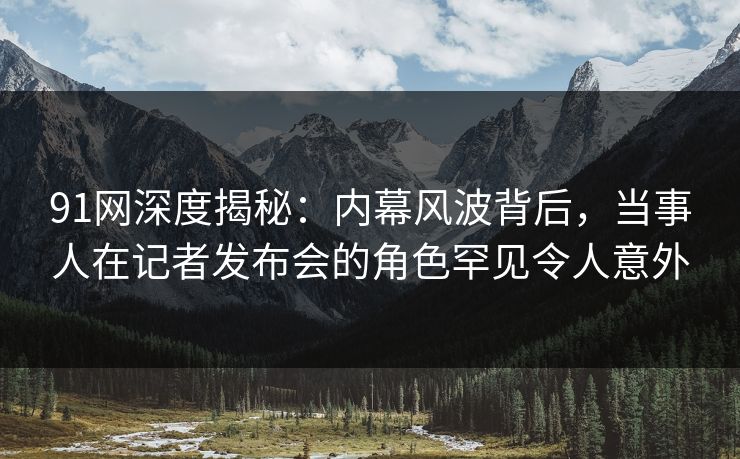 91网深度揭秘：内幕风波背后，当事人在记者发布会的角色罕见令人意外