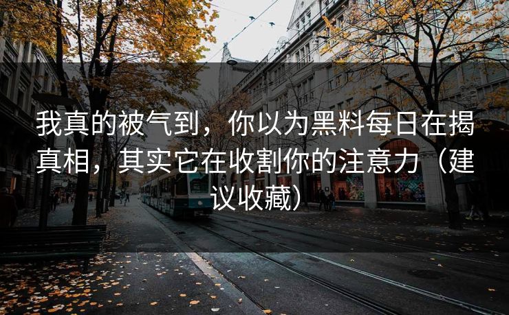 我真的被气到，你以为黑料每日在揭真相，其实它在收割你的注意力（建议收藏）
