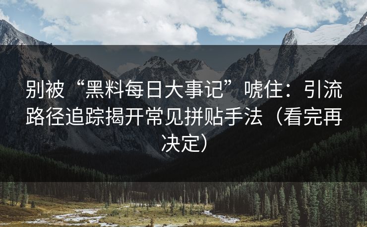 别被“黑料每日大事记”唬住：引流路径追踪揭开常见拼贴手法（看完再决定）