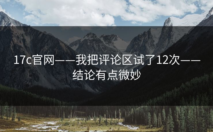 17c官网——我把评论区试了12次——结论有点微妙